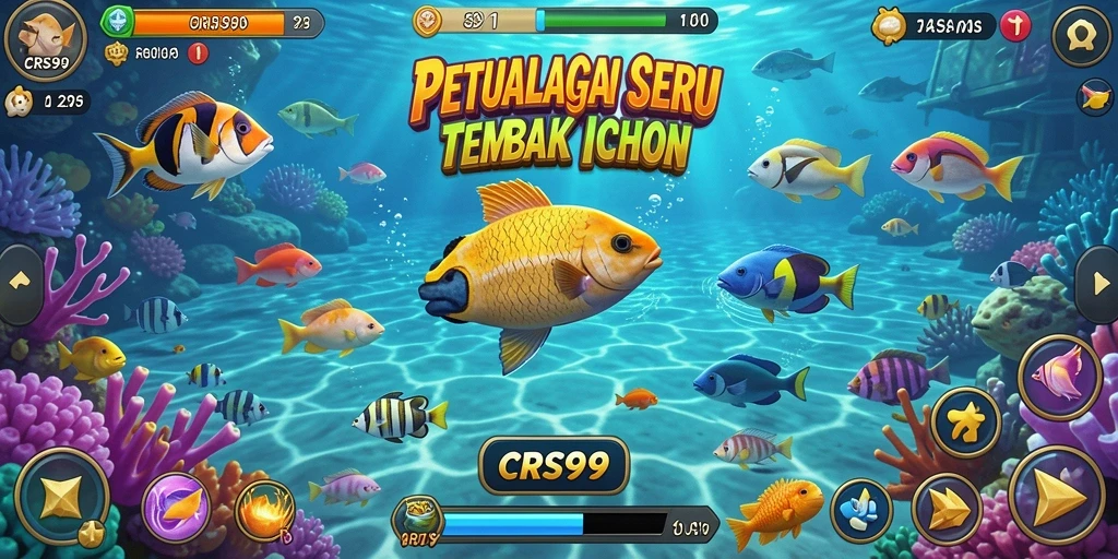 Tangkapan layar gameplay CRS99 yang penuh aksi dalam berburu ikan.