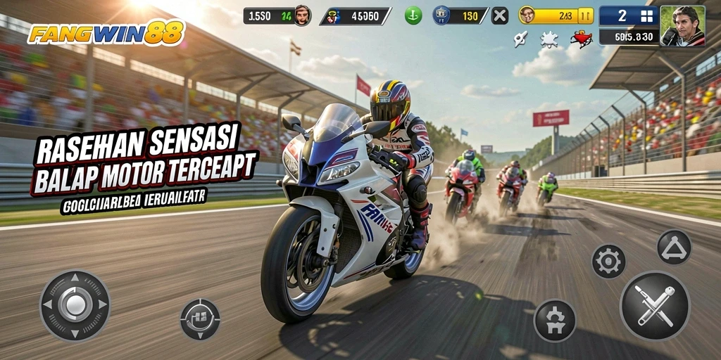 Tampilan gameplay FANGWIN88 yang penuh aksi balapan motor.