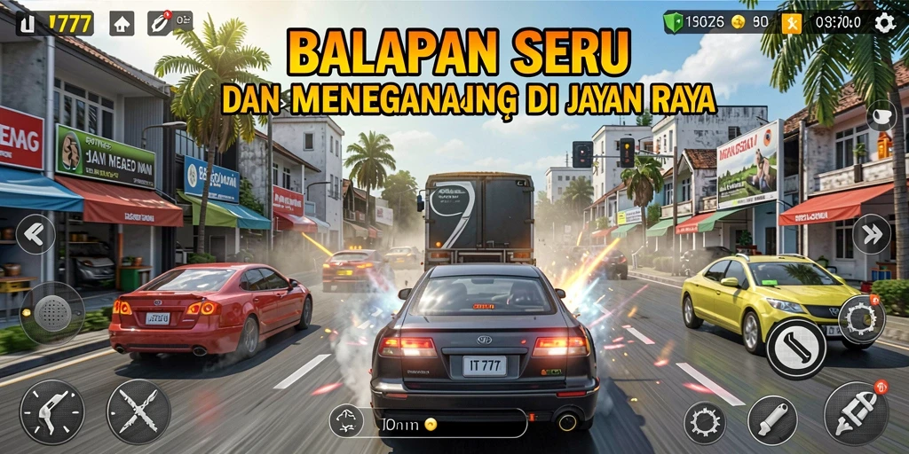 Tampilan gameplay balapan seru di L777 dengan mobil kustom.