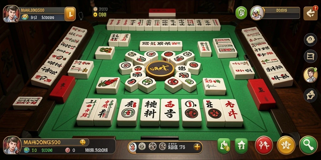 Gameplay <strong>MAHJONG500</strong> yang menenangkan saat melakukan pencocokan ubin.