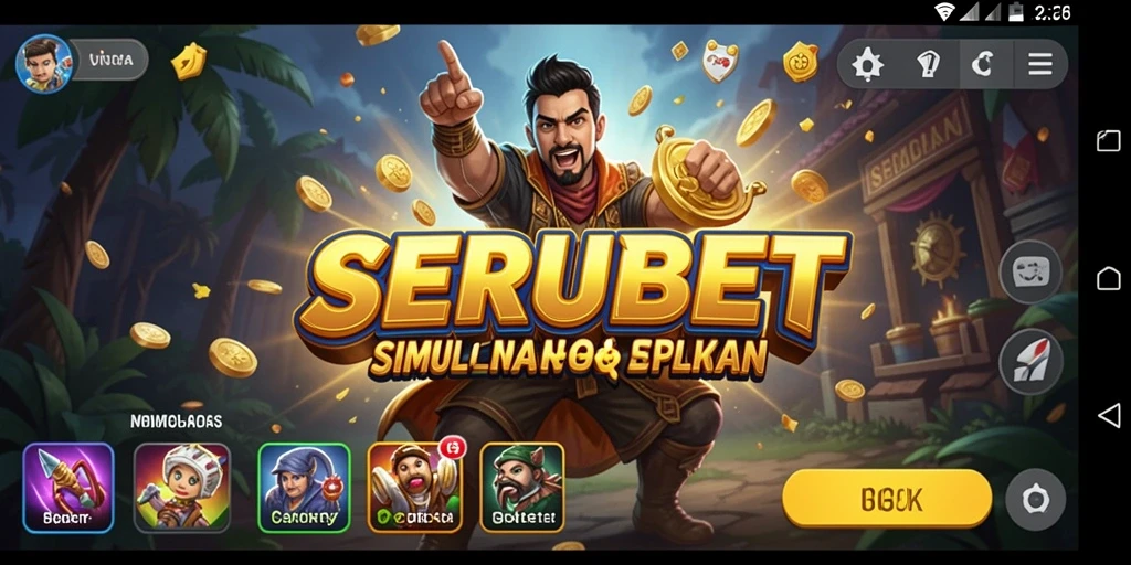 Tangkapan layar SERUBET menunjukkan gameplay simulasi yang mendalam.