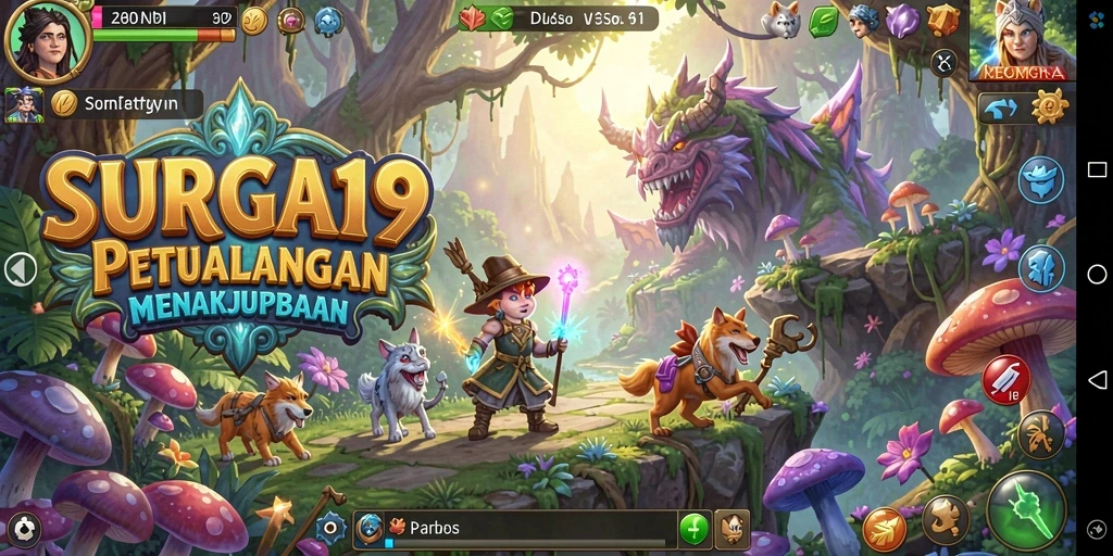 Gameplay SURGA19 dengan pemandangan indah dan tantangan epik.